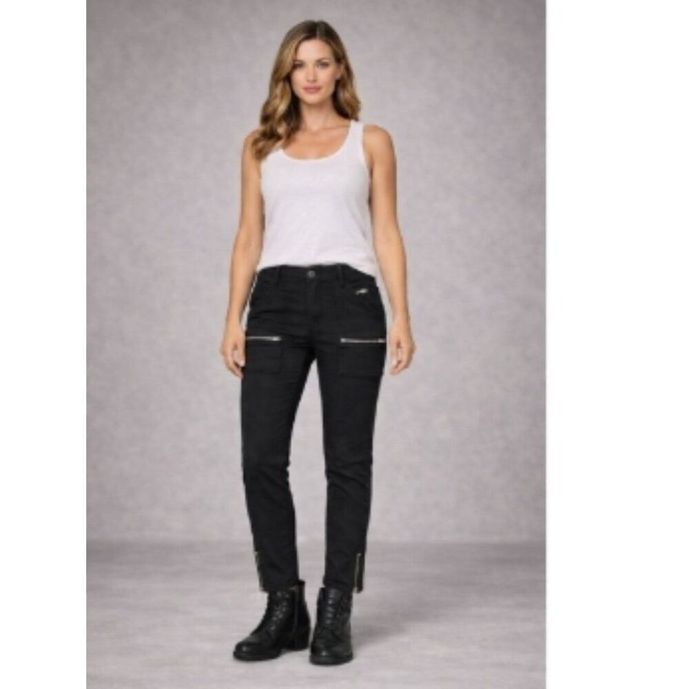 Like New! JOIE Park Cargo Pants Black 8 Zip Pockets Stretch Ankle Zip in Size 10